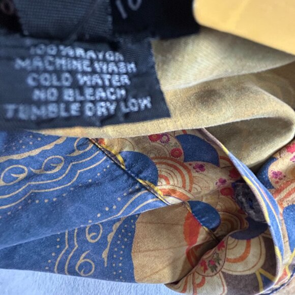 Citron Santa Monica Womens Asian-Inspired Moon Print Button Up Shirt Blue XL New - Picture 4 of 8